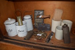 Vintage Kitchenware Including Enamel Storage Jars, etc.