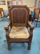 Edwardian Oak Schoolmaster's Chair