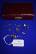 2x Victorian 9ct Gold Spider Brooches (one AF), plus Scrap Gold ~13.5g total