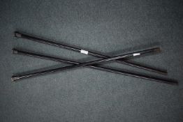 3x Ebonised Walking Canes with Silver Tops