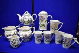 Portmeirion Botanic Garden Design Tea Set, Coffee Pot, and Two Jugs