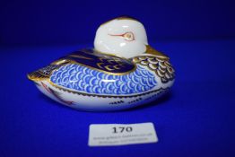 Royal Crown Derby Duck Paperweight with White Sealed Base