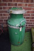 Green Painted Aluminium Milk Churn