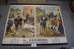 1908 Humorous Cycling Calendar Advertising G. Leaming Motor & Cycle Engineers, Driffield