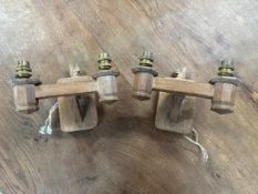 2 x Squirrelman English Oak Wall Mounted Light Fittings