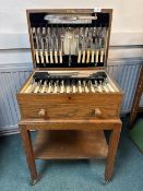 Vintage Silver-Plated Cutlery Set, 48pcs in Wooden Case with Stand