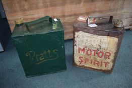 2x Vintage 5-gal Petrol Cans