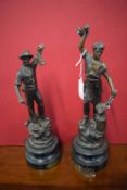 Pair of Spelter Figures Miner and Blacksmith