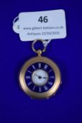Continental 14ct Gold Ladies Pocket Watch with Blue Enamelled Face ~33g total