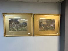 2 x Original Gilt Framed Watercolour Cottage Scenes Signed Andrew White