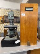 Vintage Watson Microsystem 70 Microscope with Wooden Travel Cass