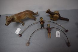 4x Vintage Toys Including Two Wooden Acrobats