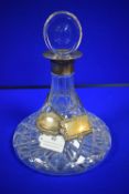 Cut Glass Lead Crystal Decanter with Hallmarked Silver Collar - Birmingham 1999, plus Hallmarked