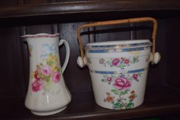 Floral Pottery Slot Bucket and a Large Jug