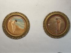 2x Round Gilt Framed Prints of William Henry Margetson