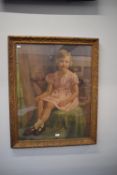 Large Oil on Canvas Study of a Young Girl by R.C. Hinchcliff (gilt frame has been glazed)