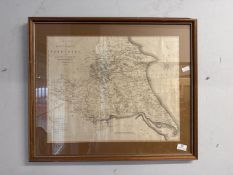 Antique Framed Map, East Riding of Yorkshire, John Cary, Late 18th Century