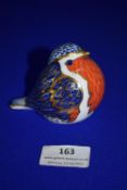 Royal Crown Derby Robin Paperweight with Silver Stopper
