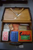 Traveling Writing Case Containing Vintage Card Games, etc.