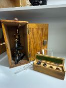A. Gallenkamp & Co. Vintage Microscope and Case with Additional Contents