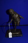 Reproduction Bronze Figure of a Boy with a Hoop marked Chibarus