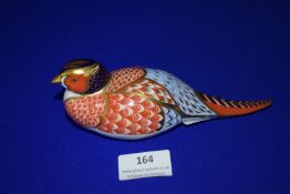 Royal Crown Derby Pheasant Paperweight with Silver Stopper