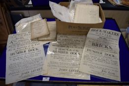 Documents and Ephemera Relating to Hull Docks in the 18th and 19th Century Including Posters and