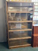 Vintage Five Section Bookcase with Sliding Glass Doors