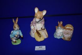 3x Beswick Beatrix Pottery Figures Including Peter, and Hunca Munca