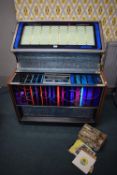 Rock-Ola 448 Jukebox in Working Condition with Collection of Records