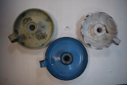 3x Vintage Enamel Chamber Sticks