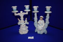 2x Victorian Nodding Head Candlesticks