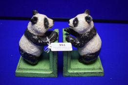 Pair of Reproduction Cast Iron Book Ends - Pandas