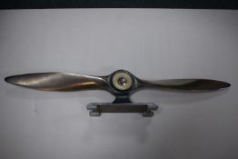 Steel Apprentice Piece Barometer Representing Aircraft and Propellor Blade
