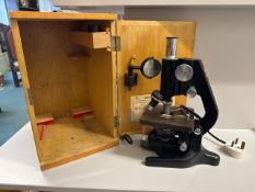 Vintage Watson Barnett Microscope with Wooden Carry Case