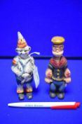 2x Small Cast Iron Reproduction Moneyboxes - Clown and Popeye