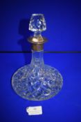 Cut Glass Lead Crystal Decanter with Hallmarked Silver Collar - Birmingham 1976