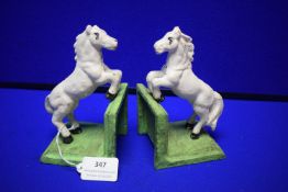 Pair of Reproduction Cast Iron Book Ends - Galloping Horses