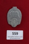 Provinzialfeuerwehrtag Badge, Westfalen Paderborn 1936, an oval zinc badge with relief of three
