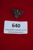 RDB Membership Badge, a small silvered eagle badge with outstretched wings clutching a swastika,