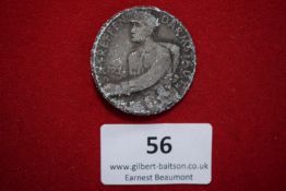 SA Rally Badge, Darmstadt 1931, a circular grey alloy badge depicting SA man in uniform, inscribed