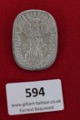 Deutsches Jugendfest 1935 Badge, a convex rectangular aluminium badge with eagle clutching swastika,