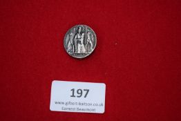 Strasbourg Religious Commemorative Badge, circular silvered badge depicting Madonna and Child