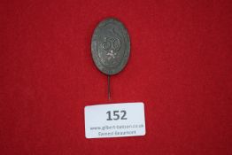 Commemorative Stickpin, 1880–1930, an oval bronze pin badge marking 50 years, inscribed Dr. Bleyer