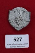 Deutsche Jugend Badge, 1935, a silvered shield-shaped badge with eagle clutching diamond-shaped