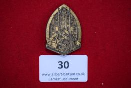 NS Church Day Badge, Westfalen Nord 1938, a gilt pressed alloy badge by B.H. Mayer, Pforzheim,