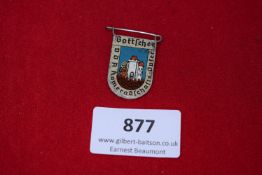 Gottschee VDA Tinnie, a pressed-tin badge with enamel finish, depicting the arms of Gottschee with