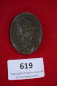 Johann Heinrich Pestalozzi Commemorative Badge, an oval bronze-finish badge depicting the profile of