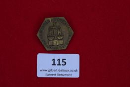 Leipzig Trade Fair Badge, 1920, a hexagonal bronze badge for the Leipziger Mustermesse