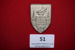 German School Festival Badge, Lüneburg 1933, a shield-shaped silvered pressed badge, depicting